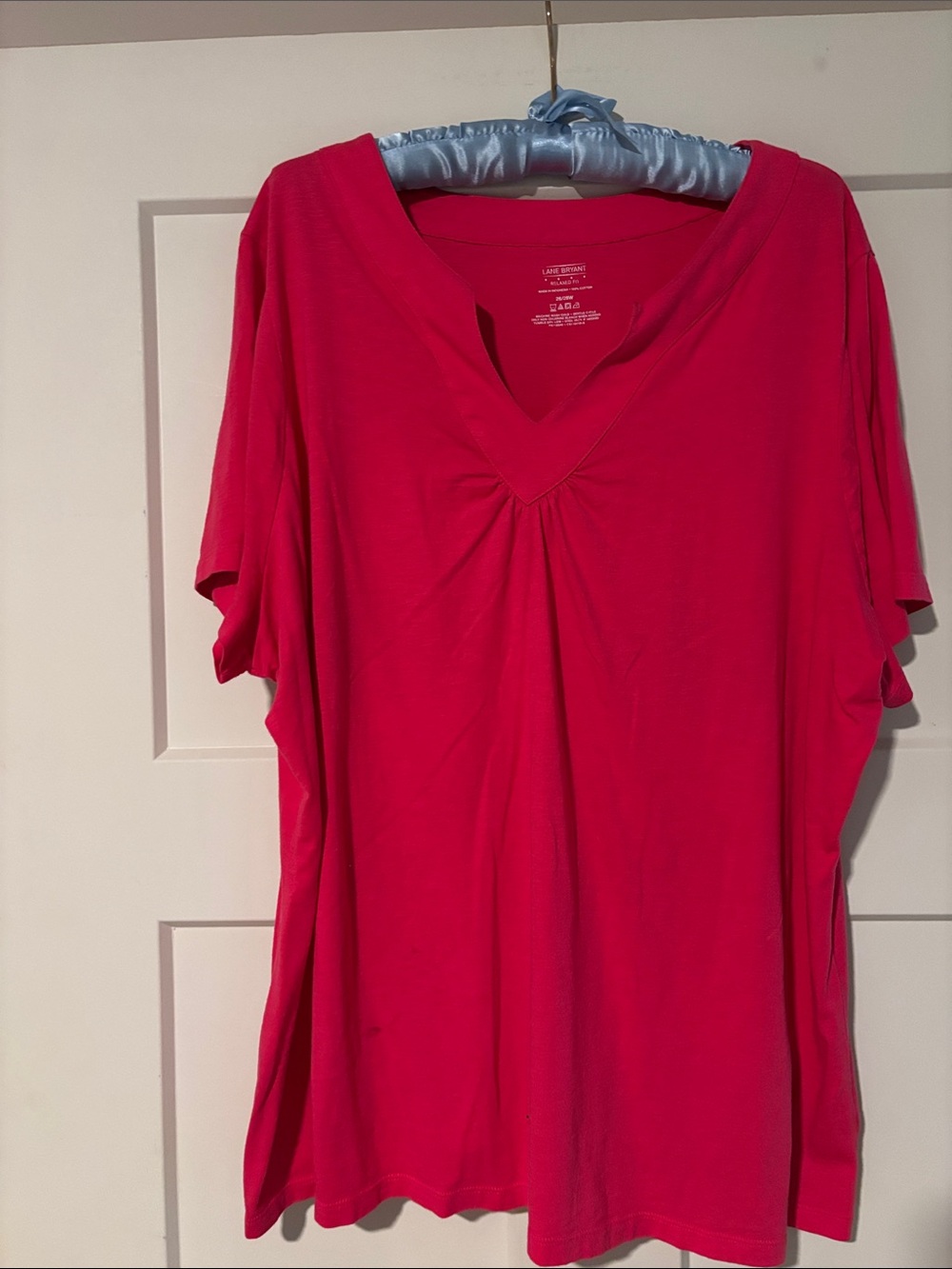 V-Neck Short Sleeve Top in Bright Pink
